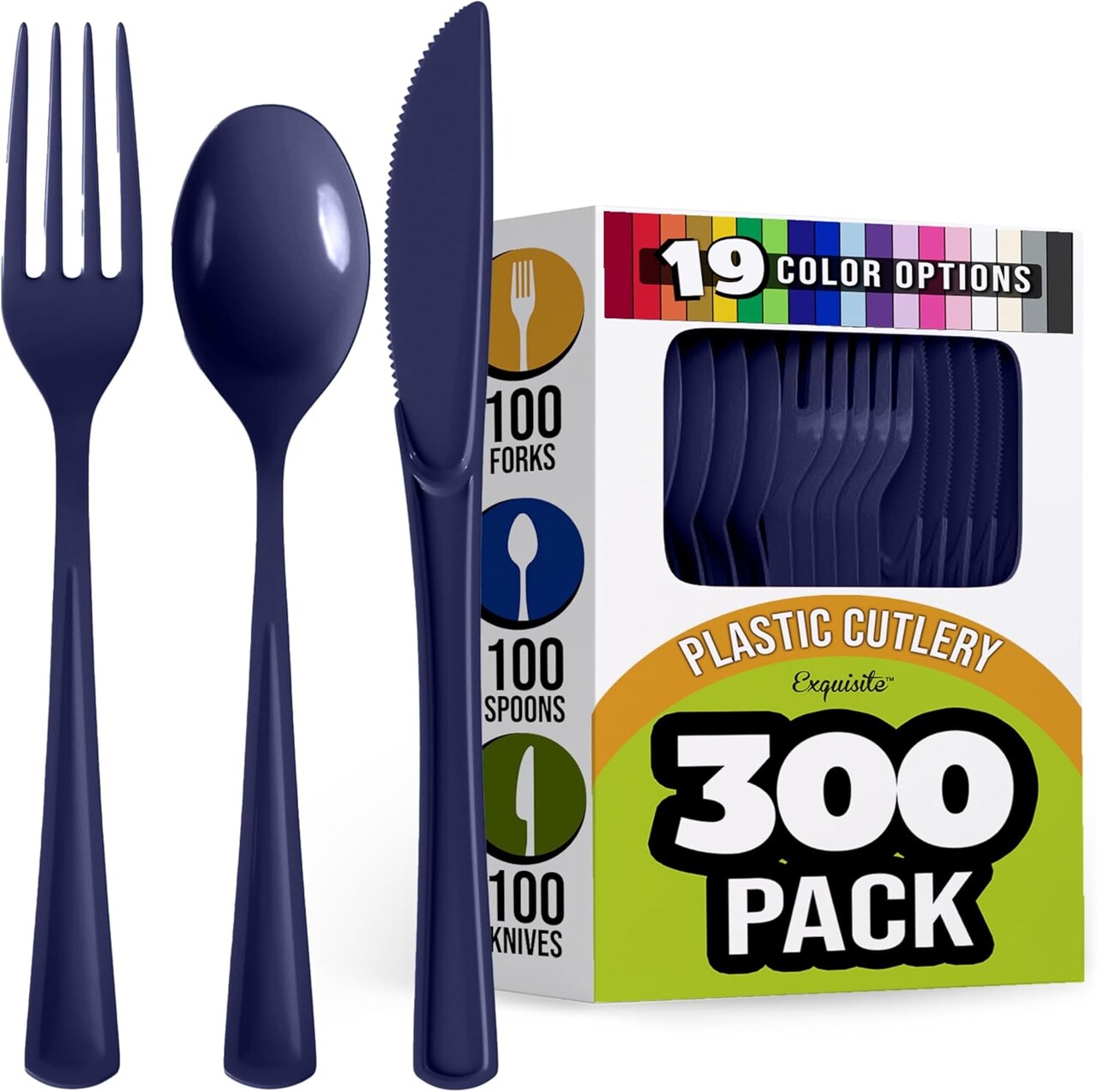 Exquisite Polished Plastic Silverware – 150 Pcs Heavy Duty Cutlery Set – 50 Each of Forks, Knives & Spoons – Disposable Utensil Set for Parties, Events & Catering – Flatware Set by Party Solids